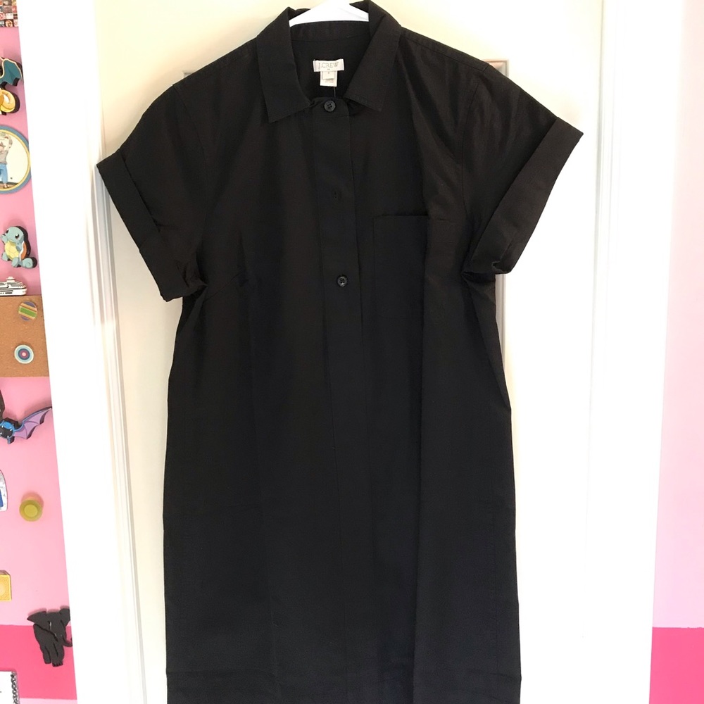 J. Crew Black Short-sleeve Shirtdress Size S NWT